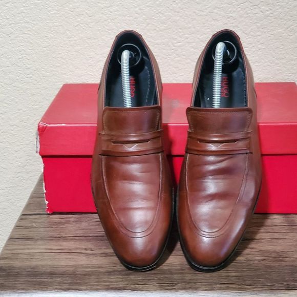 Hugo Boss Square Loafer‎ Dark Brown Leather Mens Size 8.5 - Picture 4 of 6